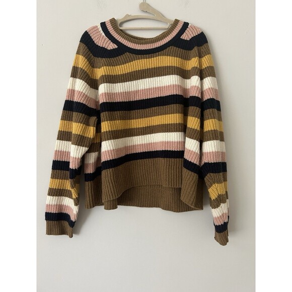 Madewell Striped Tilden Pullover Sweater Size XL  Merino Wool Blend - Picture 3 of 12